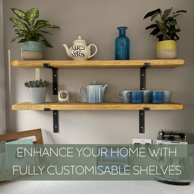 Enhance your home with fully customisable rustic shelves