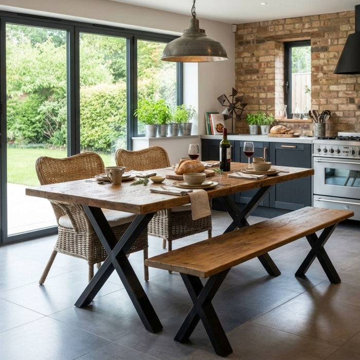 Blencathra Rustic Dining Table - X Frame Leg