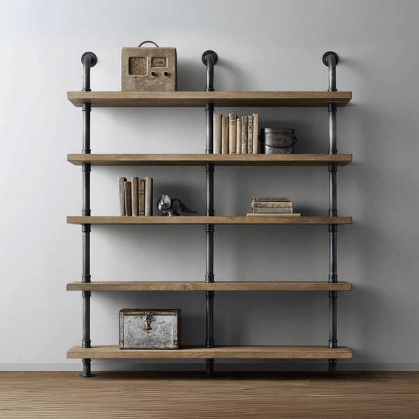 5 Shelf Industrial Chunky Pipe Triple Shelving Unit