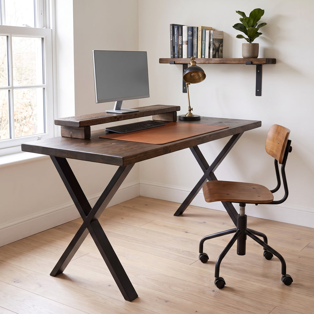 Rustic desks on steel legs