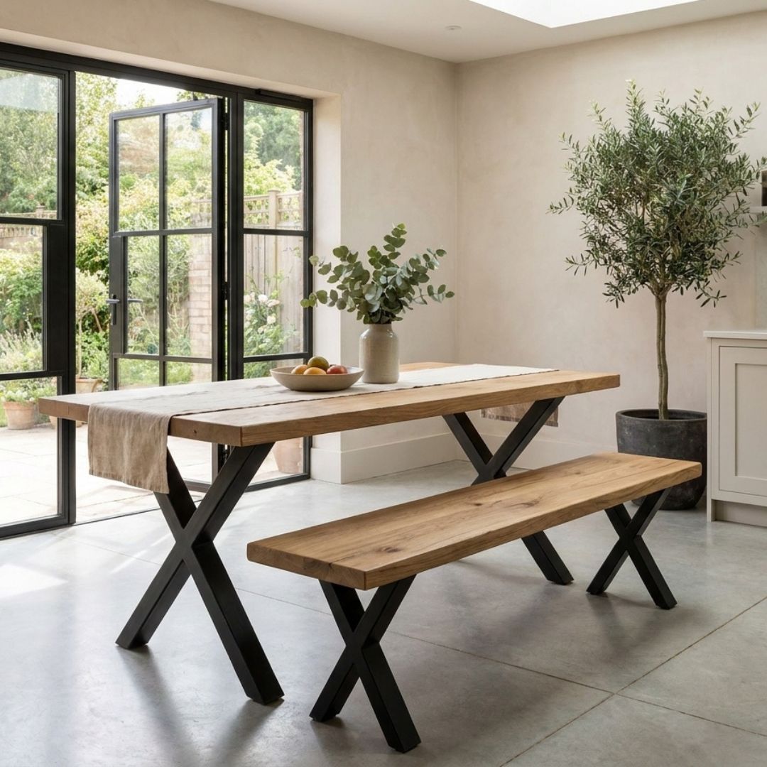 Blencathra Reclaimed Elm Dining Table - X Frame Leg