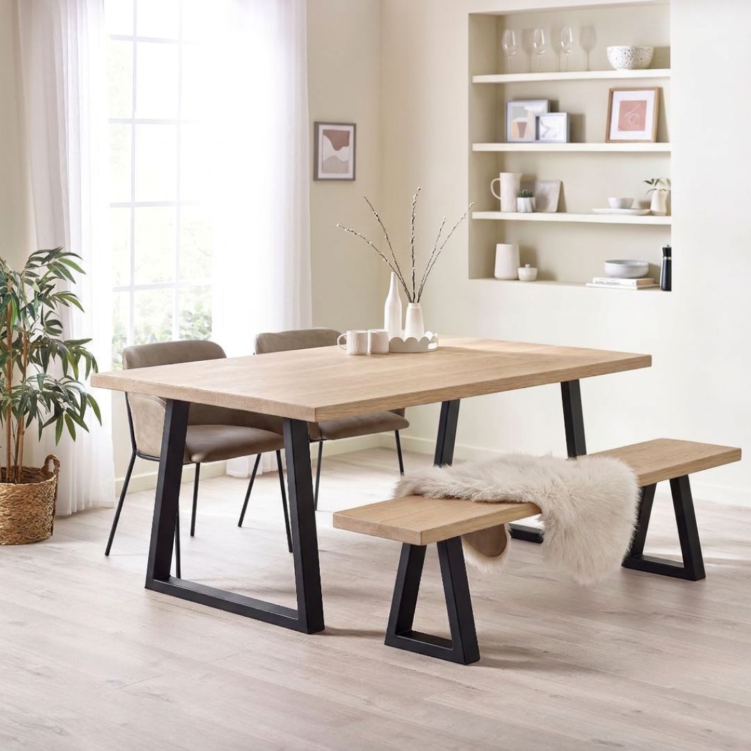 Glenridding Reclaimed Elm Dining Table - Trapezoid Leg