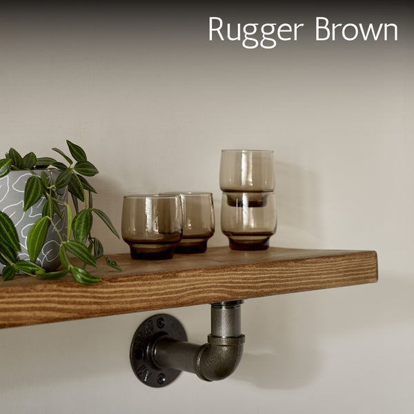 Rustic Shelf 38mm with Pipe Brackets