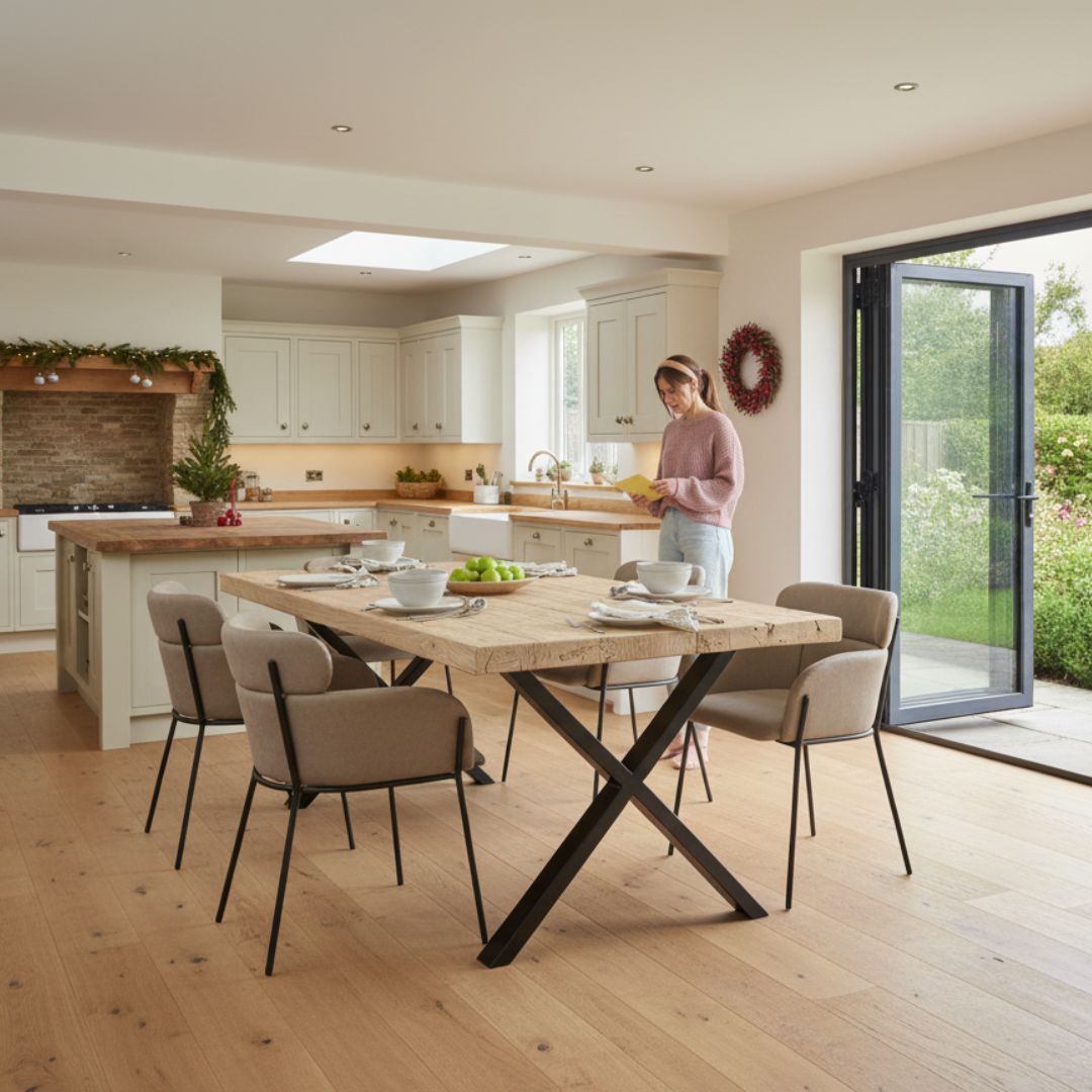 Haystacks - Reclaimed Elm Dining Table - X Legs