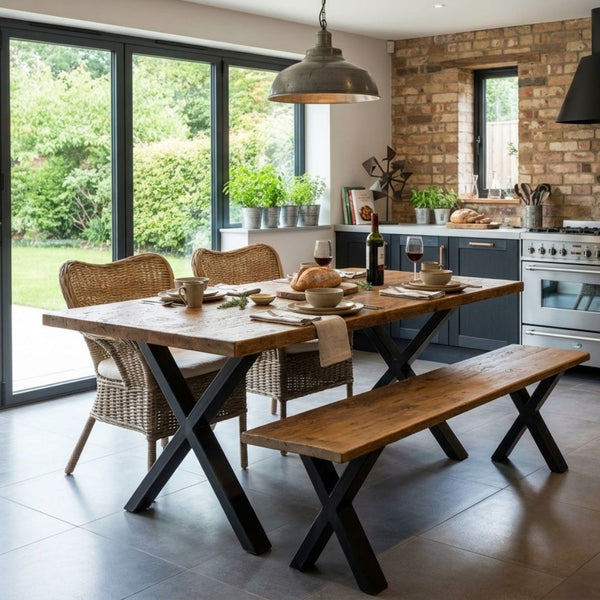 Blencathra Rustic Dining Table - X Frame Leg