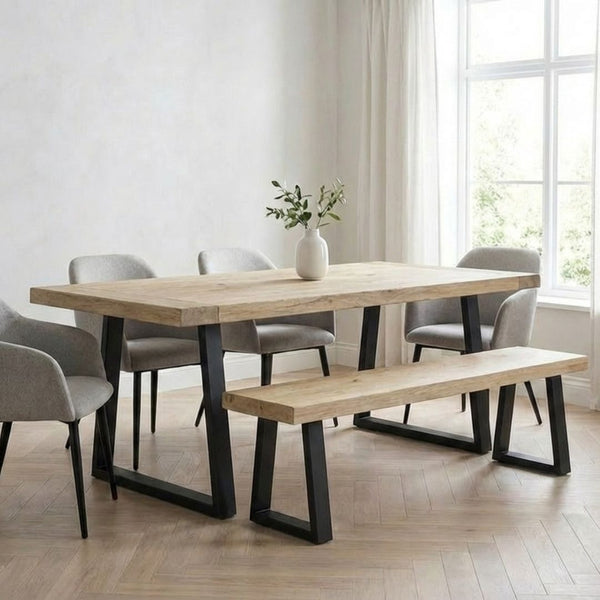 Coniston - Reclaimed Elm Dining Table - Trapezium Legs - Acumen Collection