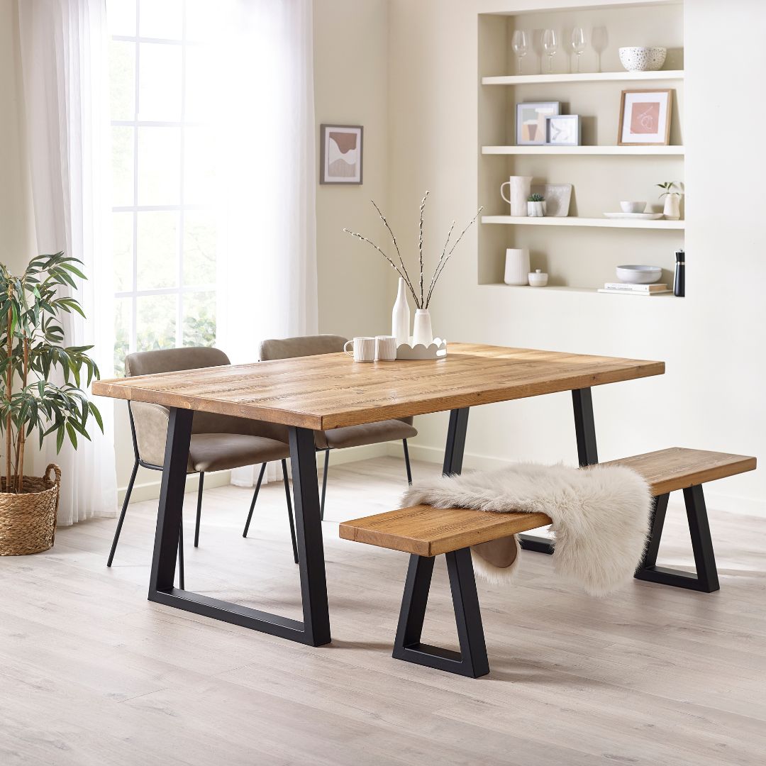 Glenridding Rustic Dining Table - Trapezoid Leg