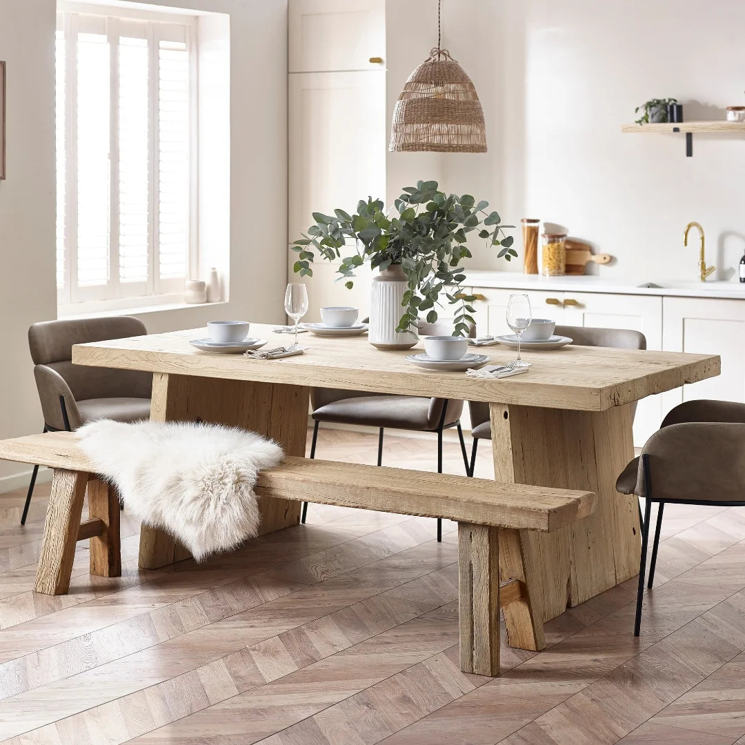 Mardale Reclaimed Elm Dining Table - Solid Leg