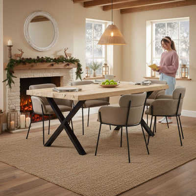 Haystacks - Reclaimed Elm Dining Table - X Legs