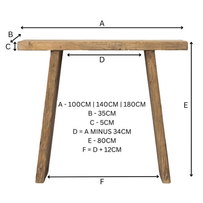 Reclaimed Elm Console Table - Natural