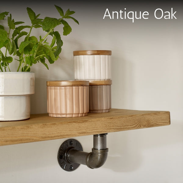 Rustic Shelf 38mm with Pipe Brackets