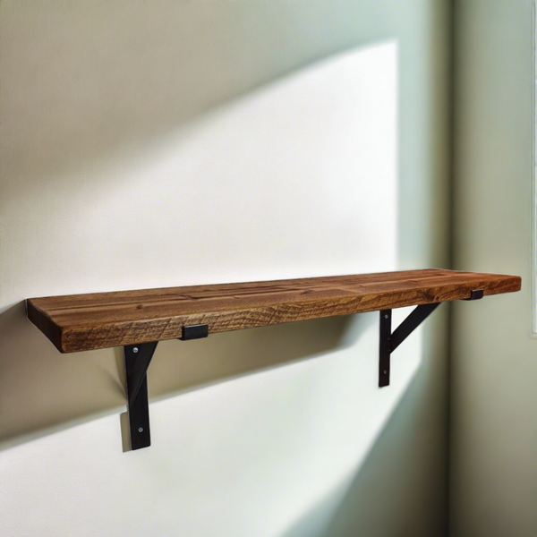 30cm Depth - 38mm Rustic Shelf with Lipped Metal Brackets