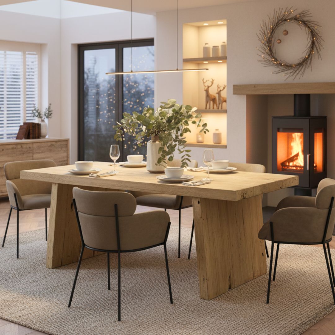 Mardale Reclaimed Elm Dining Table - Solid Leg