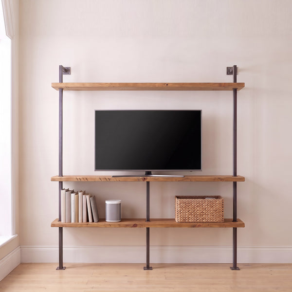 BOX-IT TV media unit with top shelf in solid wood