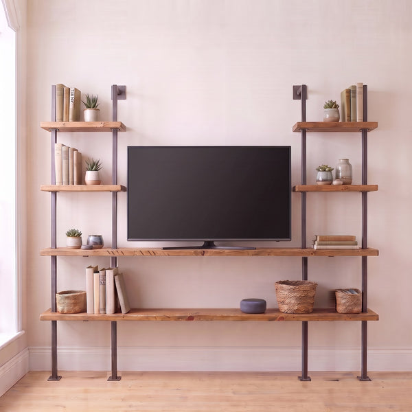BOX-IT TV unit with side towers in solid wood