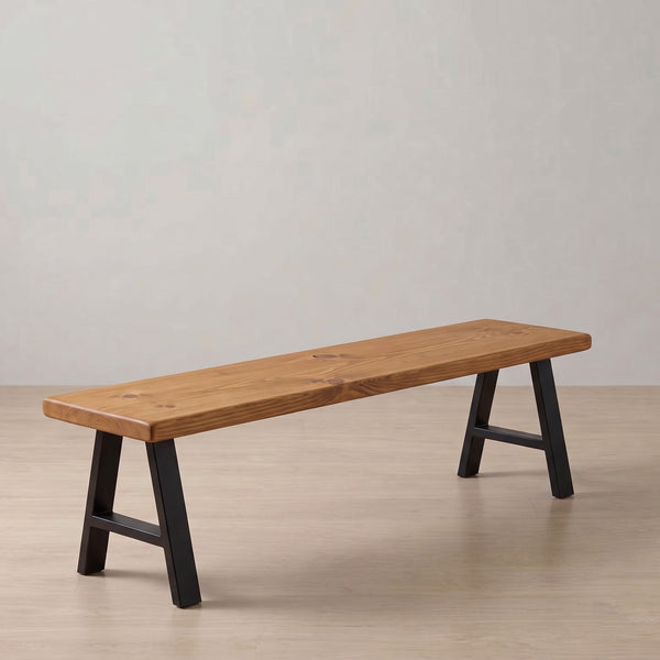 Arnison Industrial Bench - A-Shaped Legs in rustic pine