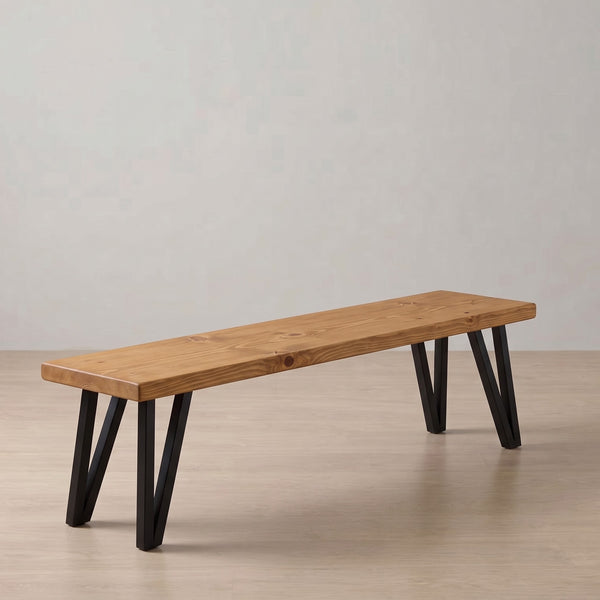 Birkhouse Industrial Bench - Box Hairpin Legs in rustic pine
