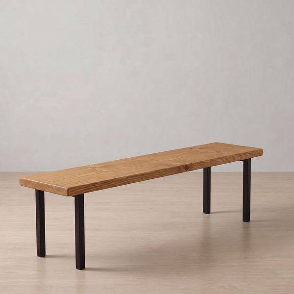 Froswick Industrial Bench -  Single Pin Box Legs in rustic pine