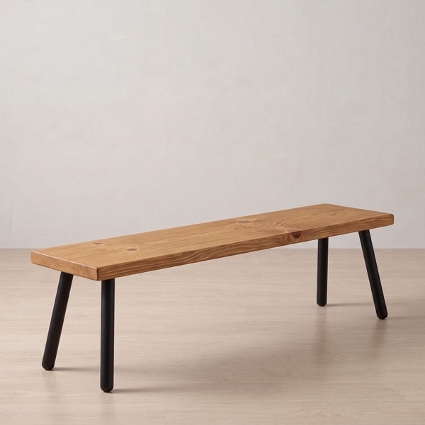 Gibson Industrial Bench - Chunky Round Leg in rustic pine