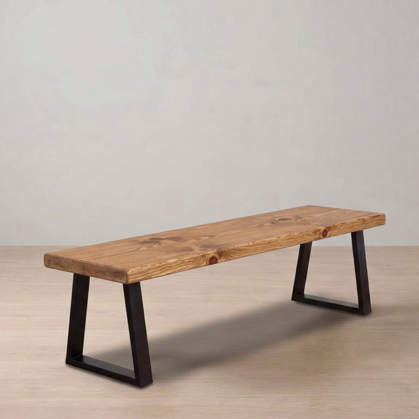 Glenridding Industrial Bench - Trapezoid Leg in rustic pine