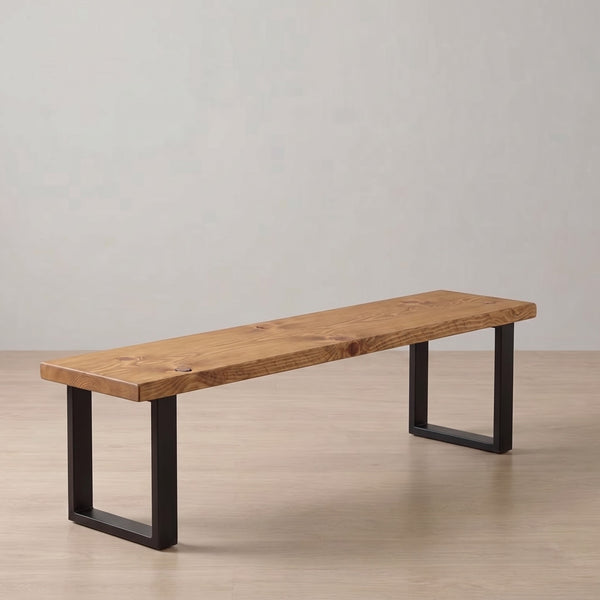 Helvellyn Industrial Bench - Square Legs in rustic pine