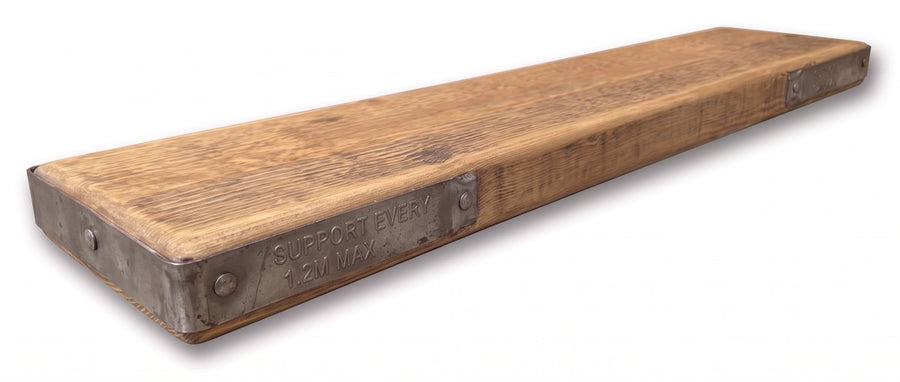 Shelf with steel end bands wrapped around both ends