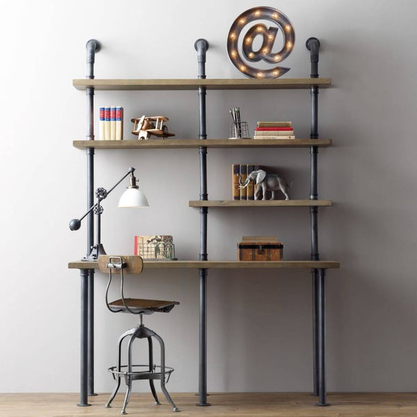 AC - 08 Industrial Pipe Office Desk - 44cm Depth Desktop - 120cm - Matte Black