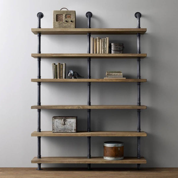 6 Shelf Industrial Chunky Pipe Triple Shelving Unit - 120cm - 22cm