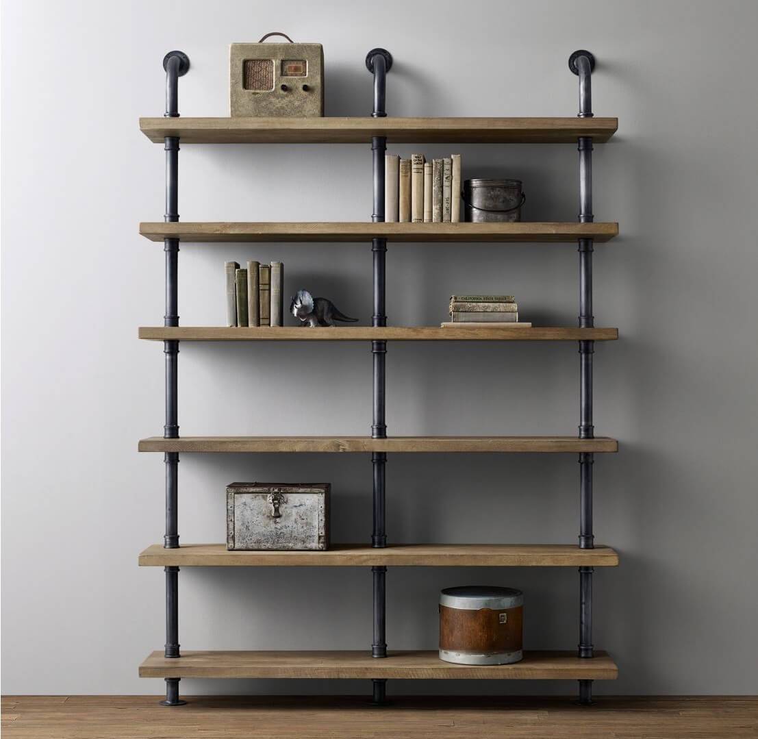 Pipe wall shelves