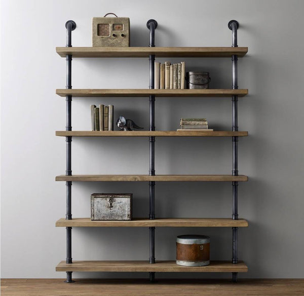 6 Shelf Industrial Chunky Pipe Triple Shelving Unit