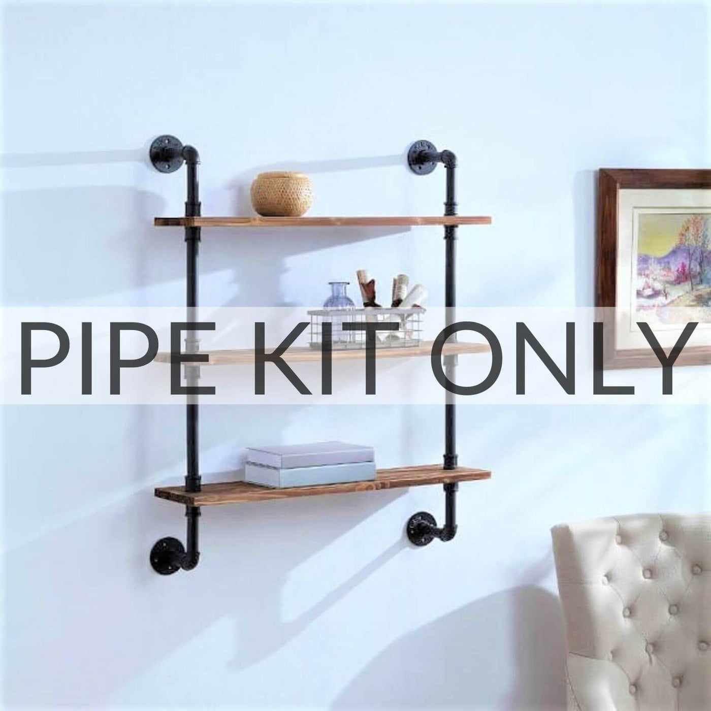 3 Shelf Industrial Pipe Kit - 3/4 Size