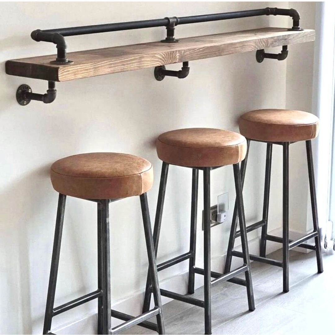 Metal bar stool with leather seat sale