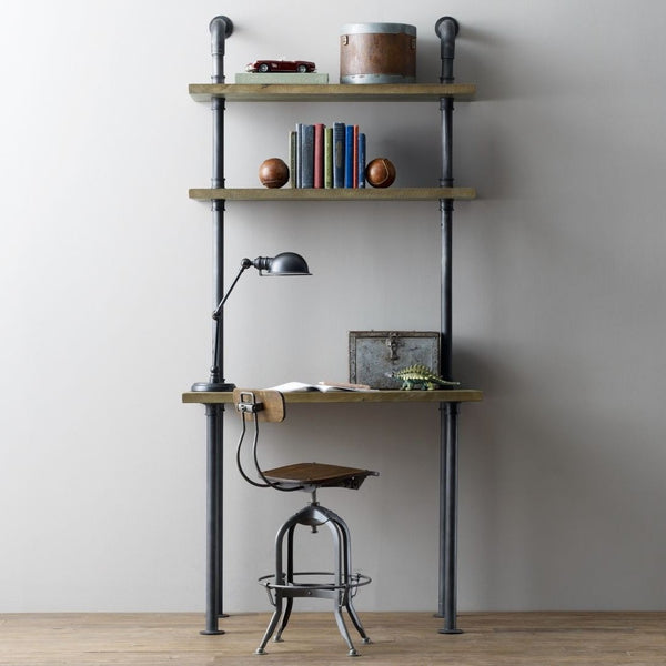 AC - 06 Industrial Pipe Office Single Desk - 44cm Depth Desktop - 60cm - Matte Black