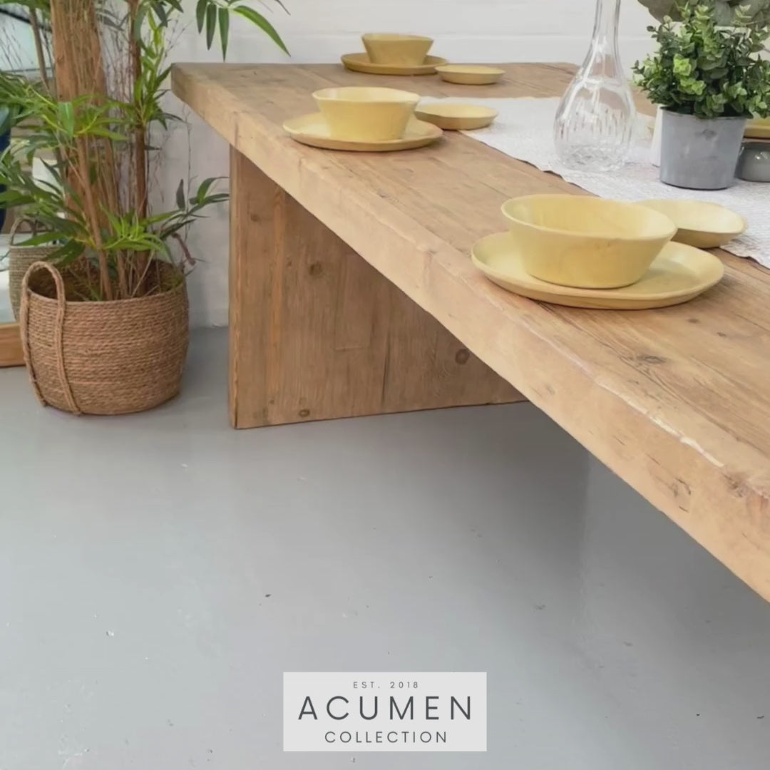 Reclaimed Elm Dining Table - Solid Leg