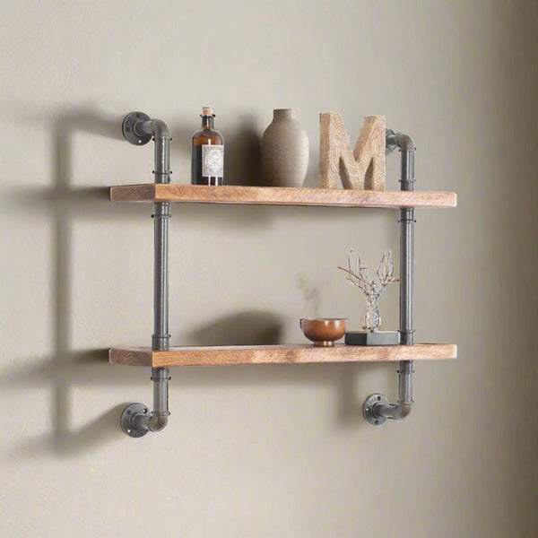 2 Shelf Industrial Pipe Shelving Unit - 60cm - 25mm - Narrow
