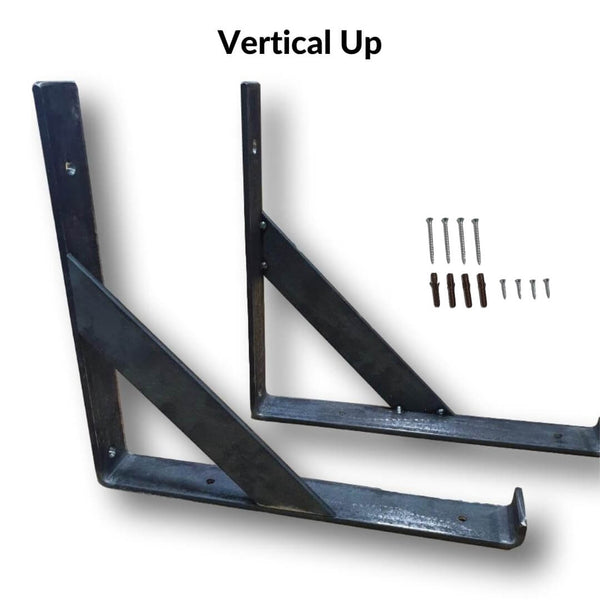 1 x 25 - 35cm Depth Lipped Metal Bracket - Vertical Up - 25cm - 