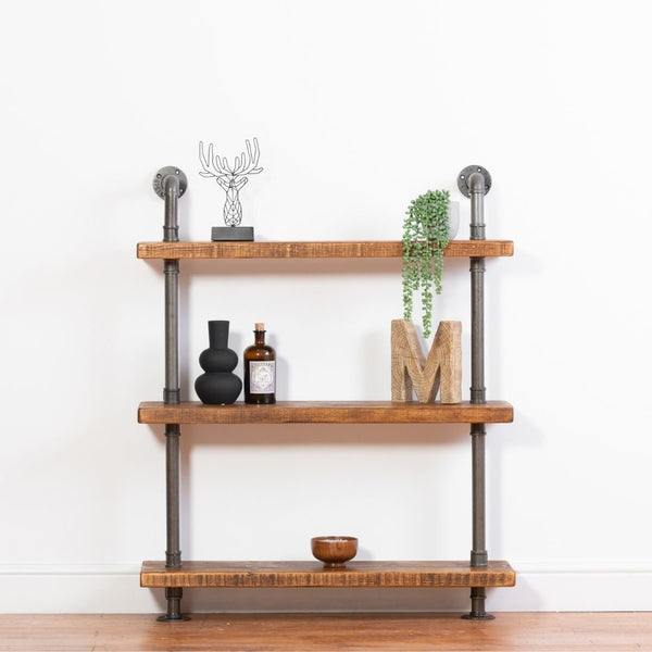 3 Shelf Pipe Shelving Unit - Floor Mounted - 60cm - 