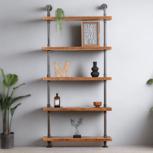 5 Shelf Industrial Chunky Pipe Shelving Unit - 60cm - 22cm