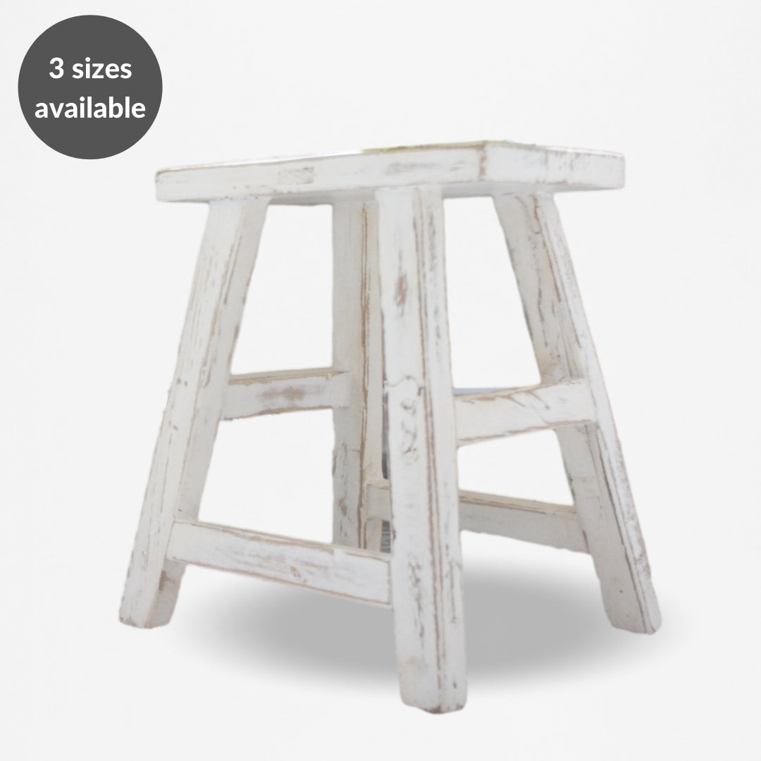 White 2024 wooden stool