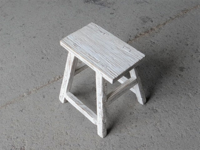 White Wash Rustic Stool - 30-40cm Height (4468357660727)