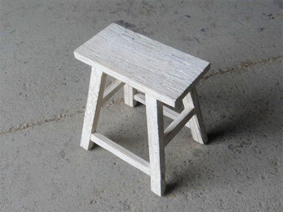 White Wash Rustic Stool - 30-40cm Height (4468357660727)