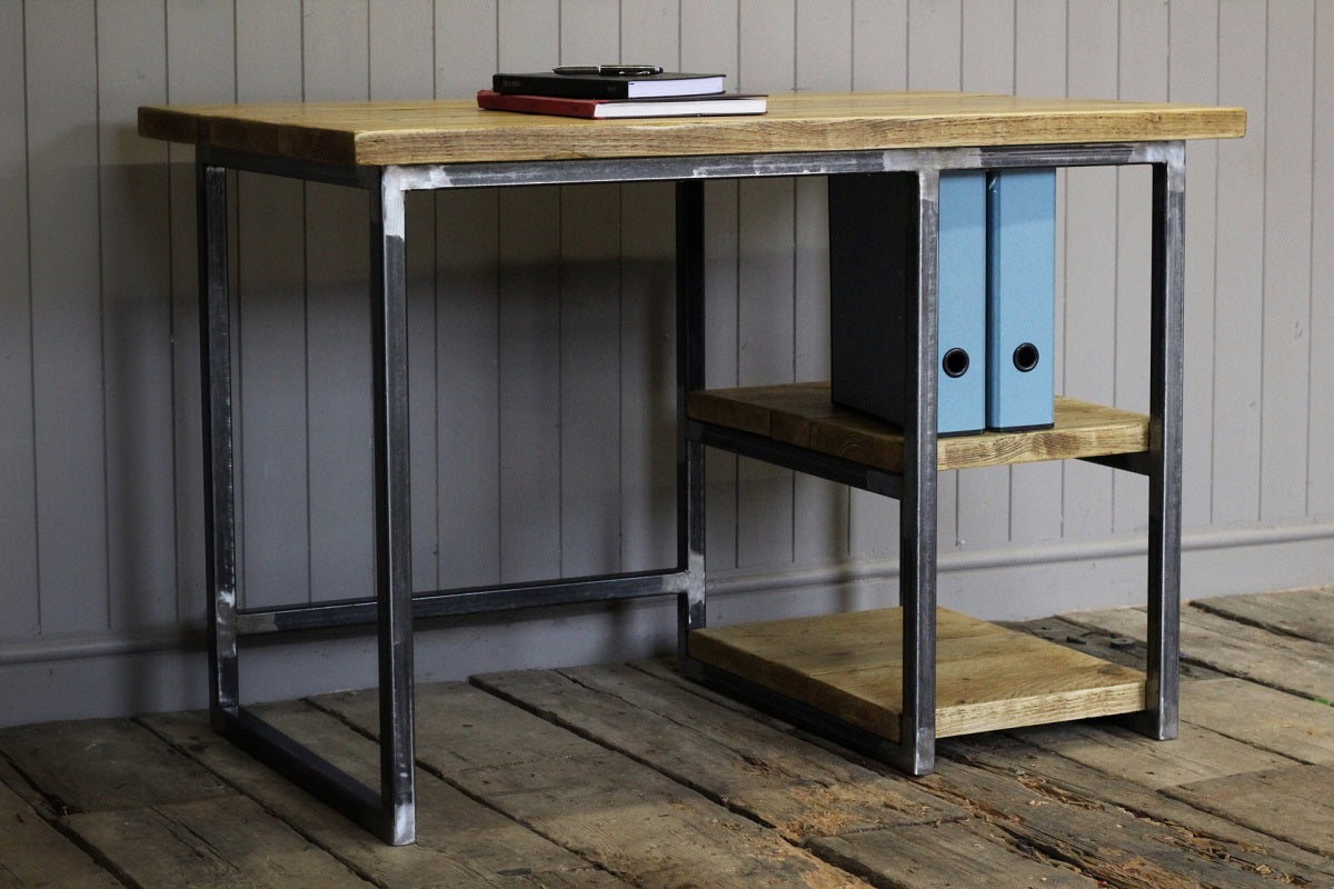 The Rustic Artisan Industrial Office Desk - 44cm Depth (4492521275447)