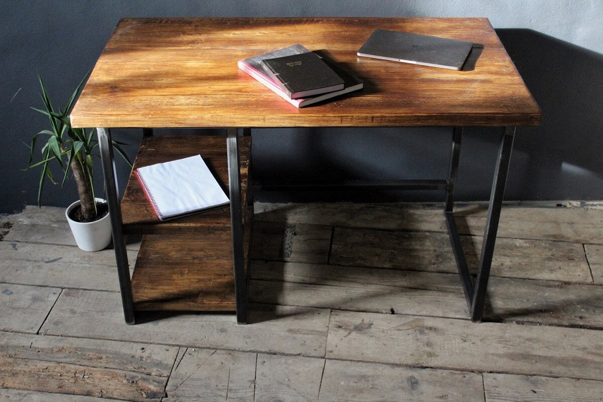 The Rustic Artisan Industrial Office Desk - 44cm Depth (4492521275447)