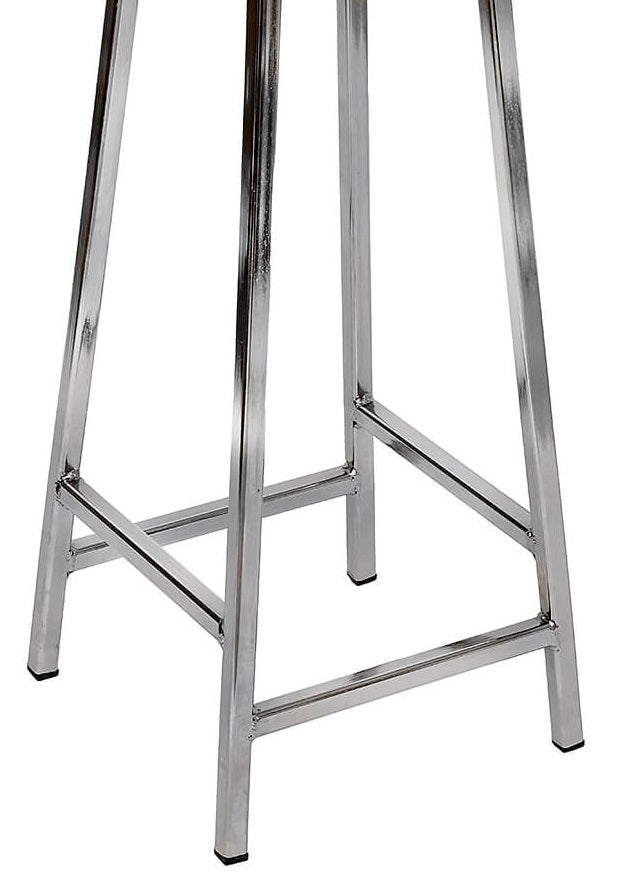 Bertie Broadoak - Raw Steel Frame Industrial Bar Stool with Chunky Oak Seat (4432515989559)
