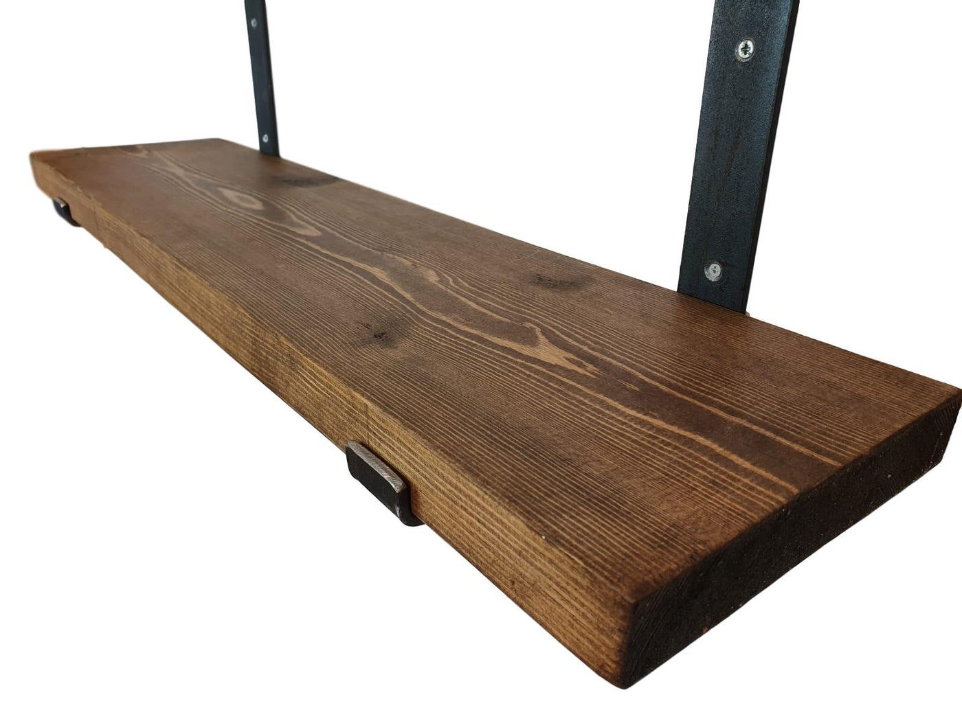 15cm Depth - 35mm Modern Planed Shelves with Lipped Metal Brackets (4625033625655)