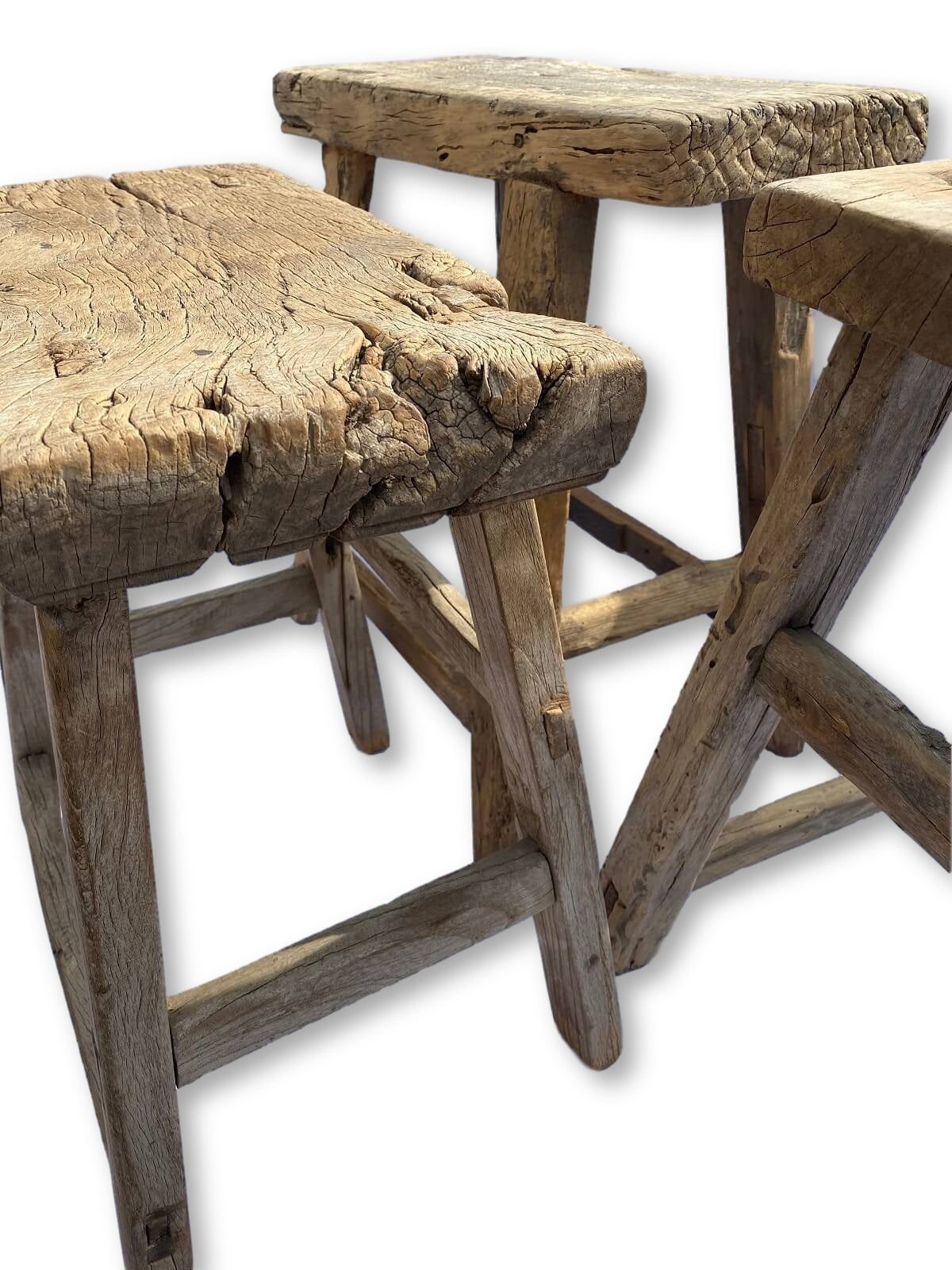 'Driftwood' Rustic Stool - 45-55cm Height (3328264339520)