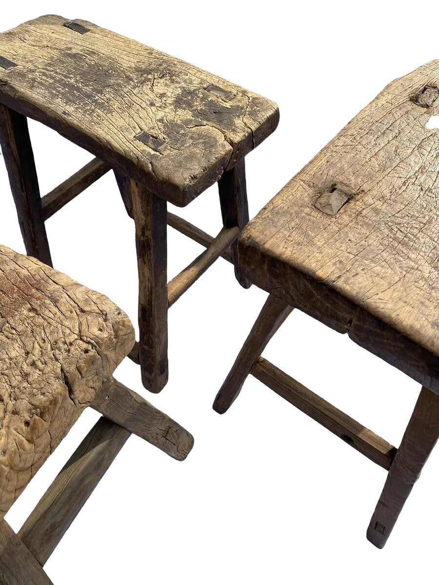 Antique Rustic Stool - 45 to 50cm Height (2835441844288)