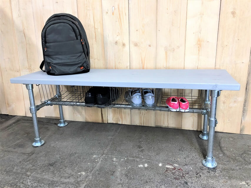 Industrial Scaffold Pipe Bench with Shoe Storage - Acumen Collection (3819400429632)