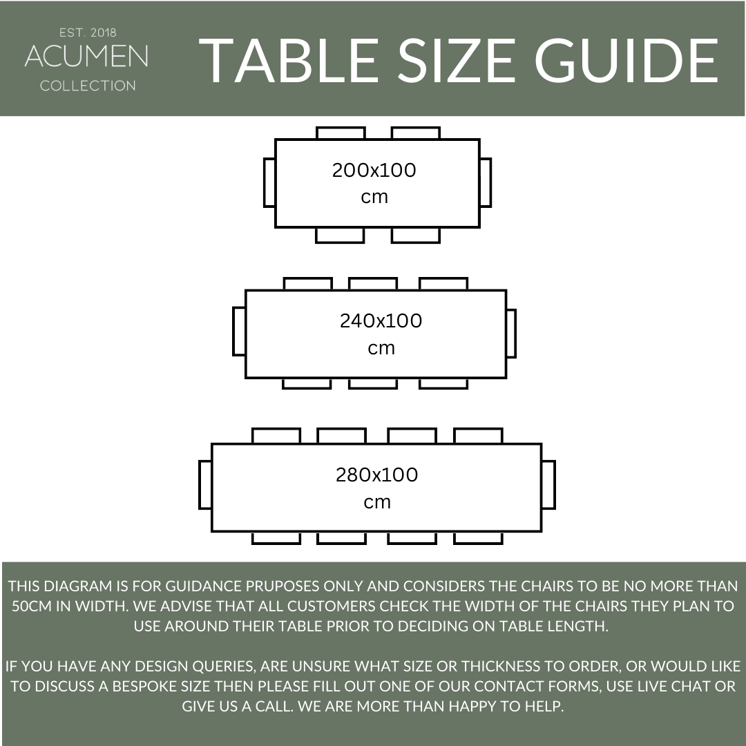 Table Size Reference Reclaimed Elm Dining Table - Solid Leg