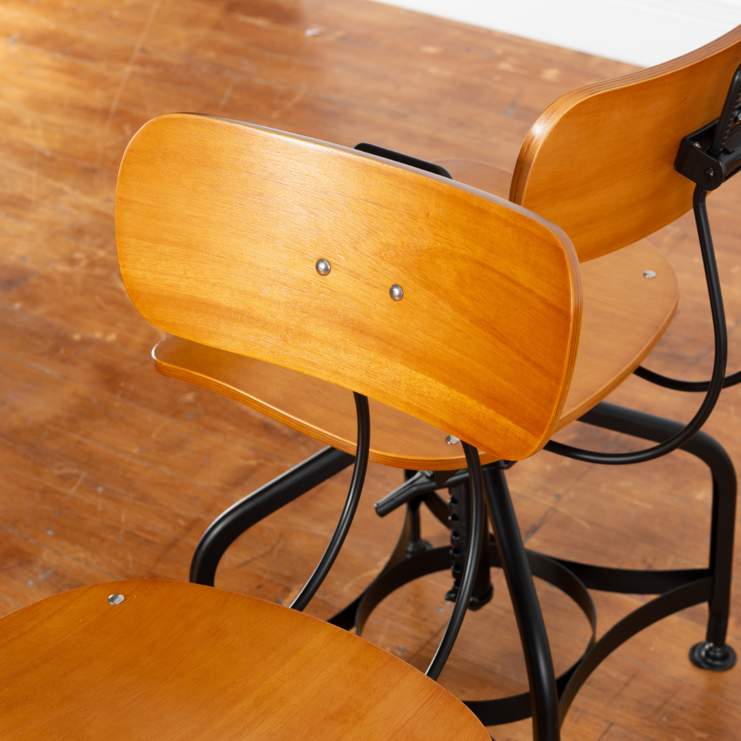 Vintage Industrial Swivel Office Chair - Light Oak